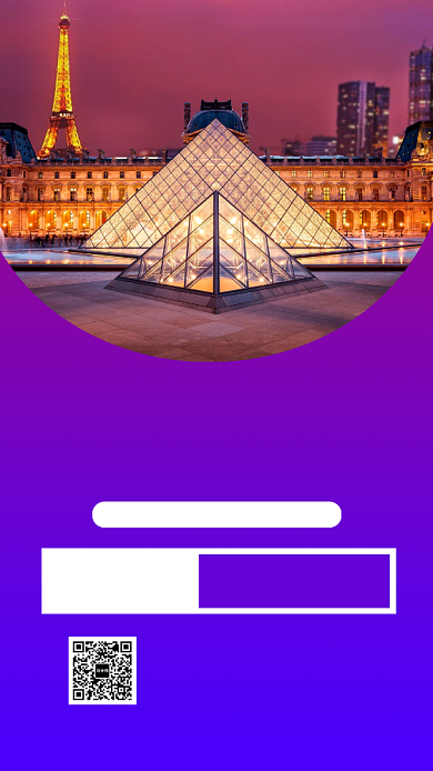 紫色渐变巴黎旅游宣传手机海报背景