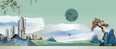 古风房产手机宣传海报微信公众号素材图片背景