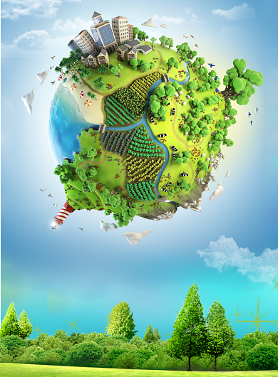 绿色简约风格保护地球公益环保主题印刷海报背景