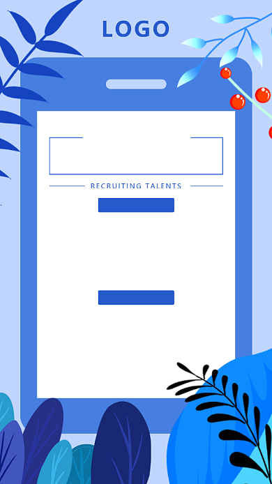 插画简约风手机招聘海报背景