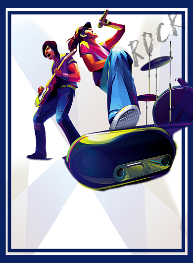 时尚扁平化卡通音乐摇滚演唱会宣传海报背景