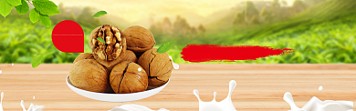 简约核桃美食促销banner背景