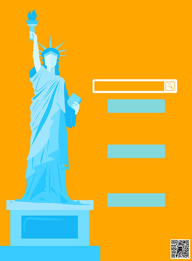 简洁漫画风美国留学招生海报模板背景