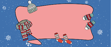 浅蓝色雪花手绘卡通节气小寒保暖套装微信公众号素材图片背景