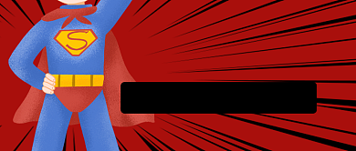 红色卡通超人新年红色衣裤大促公众号首图背景