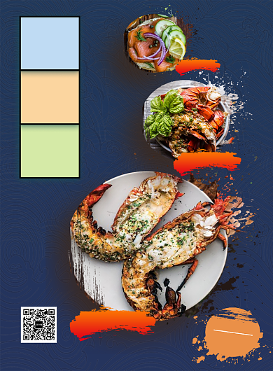 蓝色清新海鲜盛宴美食印刷海报模板背景