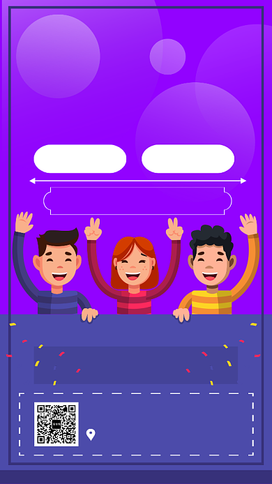 紫色卡通画风出国留学培训海报背景