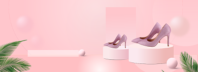 粉色简约女鞋促销banner背景