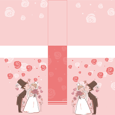 粉色唯美清新喜结良缘贺卡模板背景