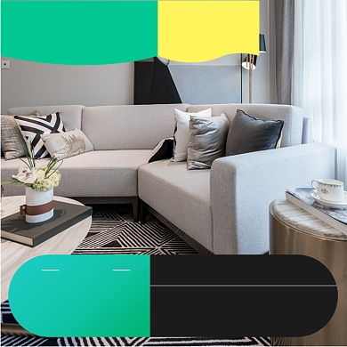 绿色黄色清新淡雅舒适家居用品沙发直通车背景