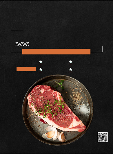 黑色杂志风餐饮美食新西兰牛排促销印刷海报背景