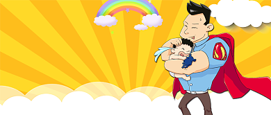 黄色创意卡通感恩父亲节公众号首图背景