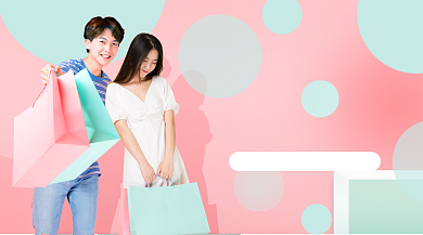 简约清新购物活动情侣电商促销手机海报背景