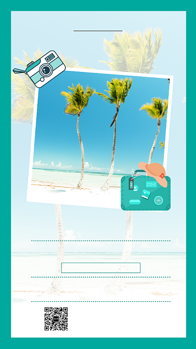 夏日清爽海边自由行旅游海报背景