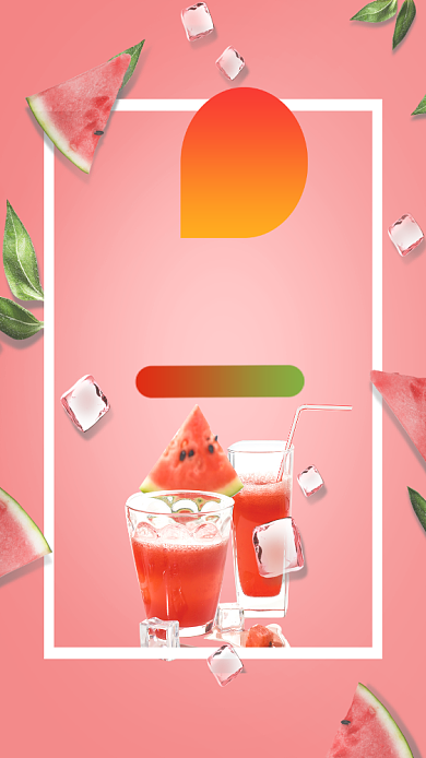 创意夏日冰爽西瓜汁促销海报背景