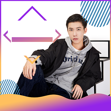 黄色紫色男装潮款国庆特价上新直通车背景