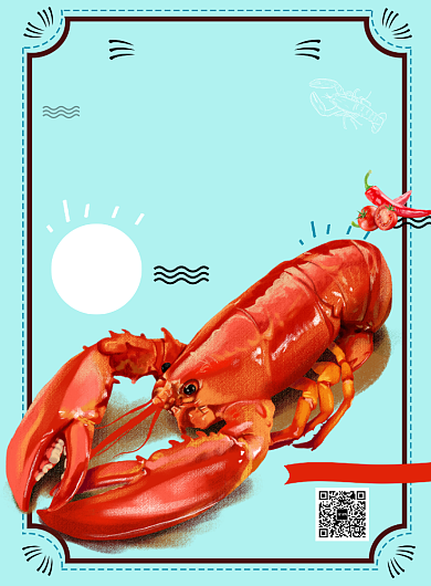 简约时尚麻辣小龙虾促销海报背景