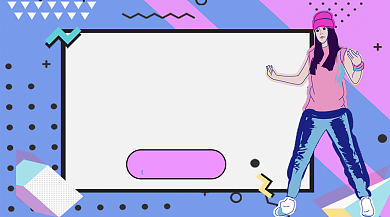 几何孟菲斯舞蹈班招生手机海报背景