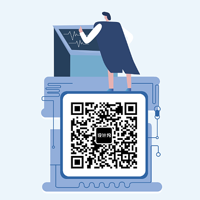 创意卡通科技人物插画二维码背景