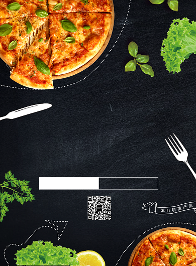 简约黑色披萨促销广告印刷模板海报背景