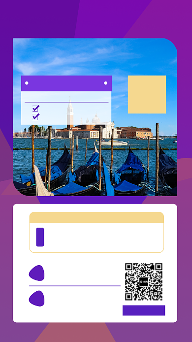 紫色创意几何浪漫巴黎旅游手机海报模板背景