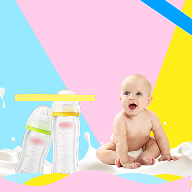 可爱玻璃奶瓶淘宝直通车图片背景