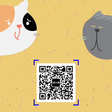 手绘卡通宠物小猫二维码背景