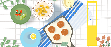 三月你好美食卡通插画公众号首图背景