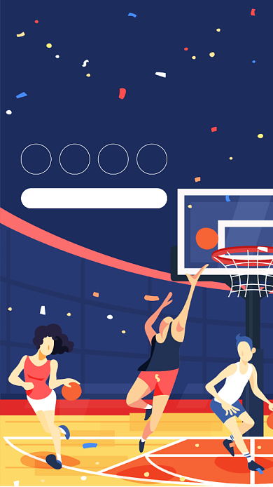 插画篮球社团招新手机海报背景
