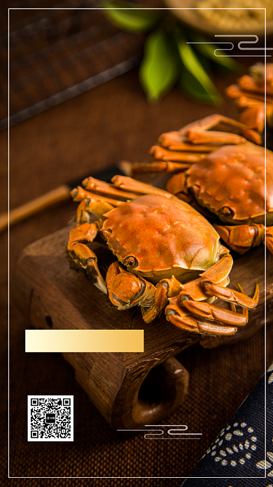 新年阳澄湖大闸蟹订购礼包手机海报背景
