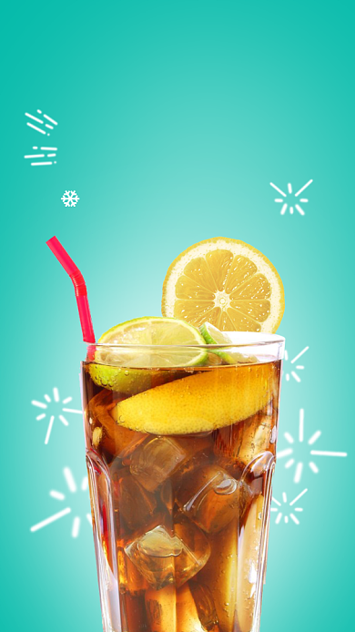 夏季冰爽柠檬茶饮品手机海报背景