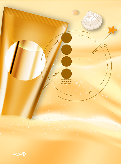 沙滩黄防晒印刷海报背景