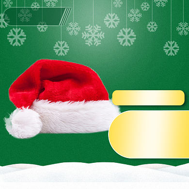 绿色圣诞季打折满减圣诞帽直通车背景