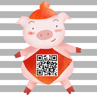 卡通手绘新年二维码背景