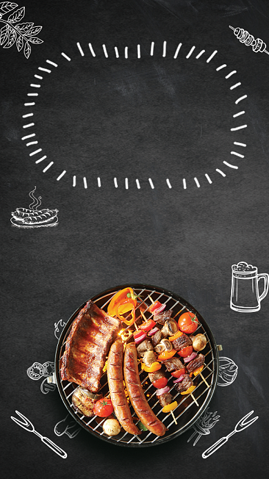 炭烧撸串儿手机海报背景