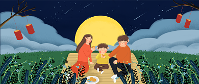  团圆中秋节插画公众号首图背景