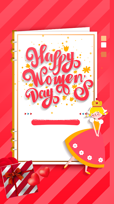 3.8女人节红色商品促销手机海报背景