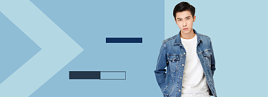 折扣清仓男装牛仔衣蓝色简约促销海报背景