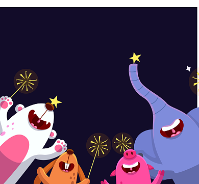 祈愿动物蓝色好事发生卡通朋友圈封面背景