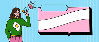 浅蓝色孟菲斯时尚手绘女子喇叭春运抢票微信公众号素材图片背景