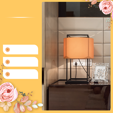 黄色粉色植物花清新家装台灯直通车背景