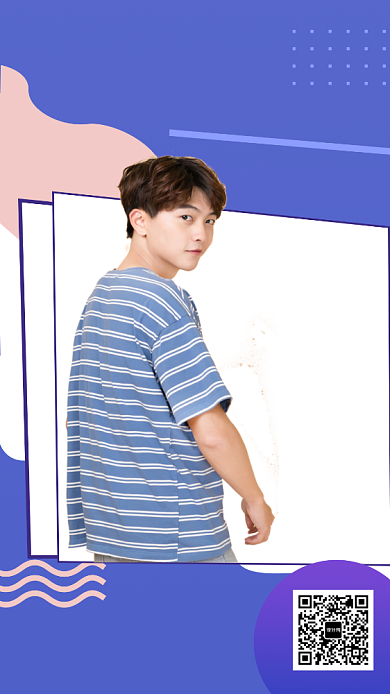 紫色时尚几何潮流男装上新手机海报模板背景