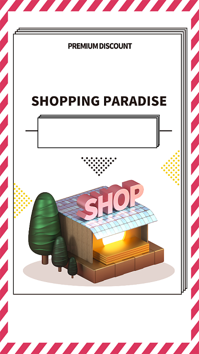 条纹粉色购物天堂活动促销手机海报背景