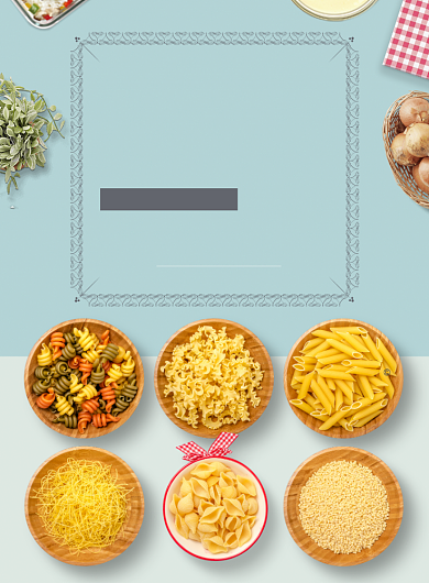 浅蓝色清新风餐饮美食意大利面宣传印刷海报背景