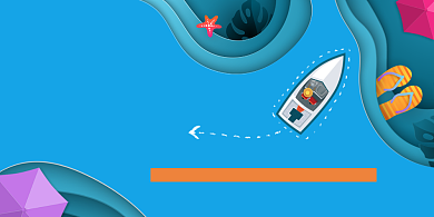 蓝色盛夏海边旅游展板背景