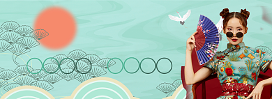 复古国潮女装专场淘宝banner背景