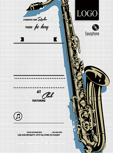 萨克斯手绘波点简约广告印刷海报背景