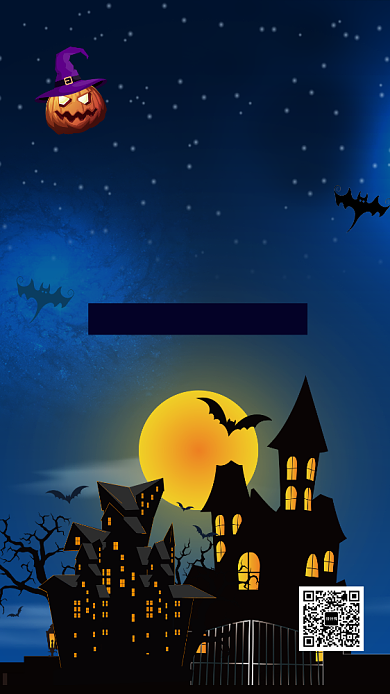 蓝色黄色节日万圣节化妆派对手机海报背景