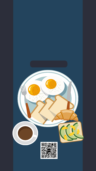 扁平美味早餐厅手机海报背景