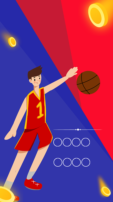 红蓝撞色风篮球社团招新宣传海报背景